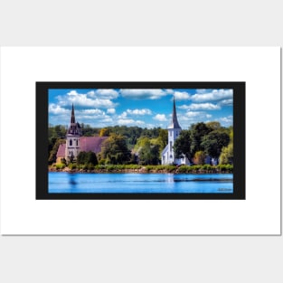 Two Famous  Churches in Mahone Bay Posters and Art
